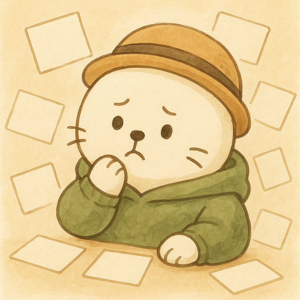商品名がどれも似ていて選べず固まるふくお